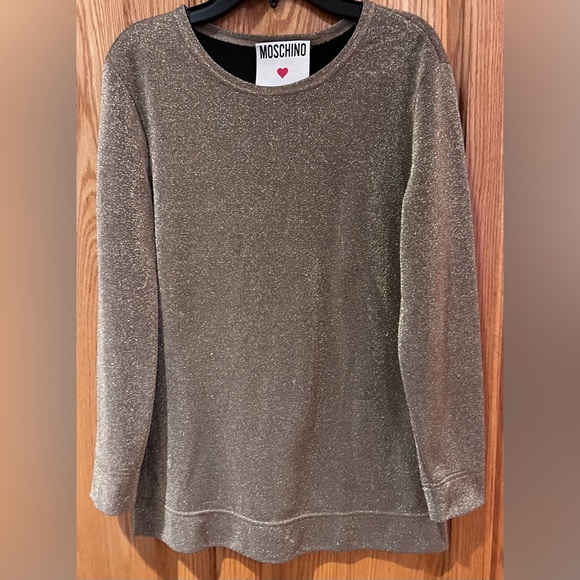 Moschino Sweaters - Moschino Pret-A-Porter Gold Metallic Shimmer Long-Sleeve Sweater Top Size 10
